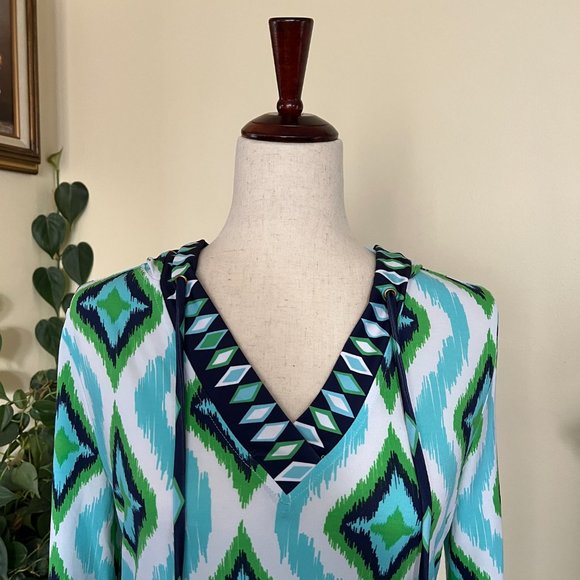 Macbeth Collection Blue & Green Hooded Swimsuit Coverup, sz XS - Picture 3 of 10